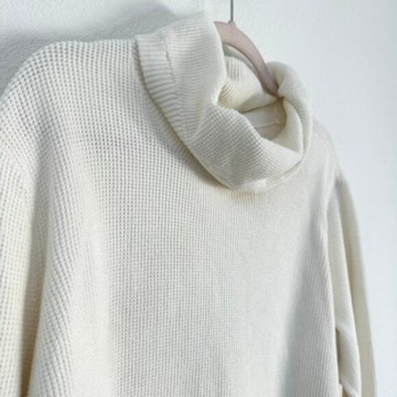 Ralph Lauren White Waffle Knit Cowl Neck Sweater - Oversized Fit - Picture 3 of 5